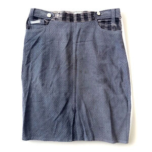 D&G Dolce and Gabbana Velvet Check Detail Black Skirt Size 42 (6)